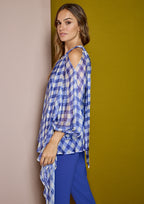 Blusa ALBA CONDE de gasa estampado cuadros