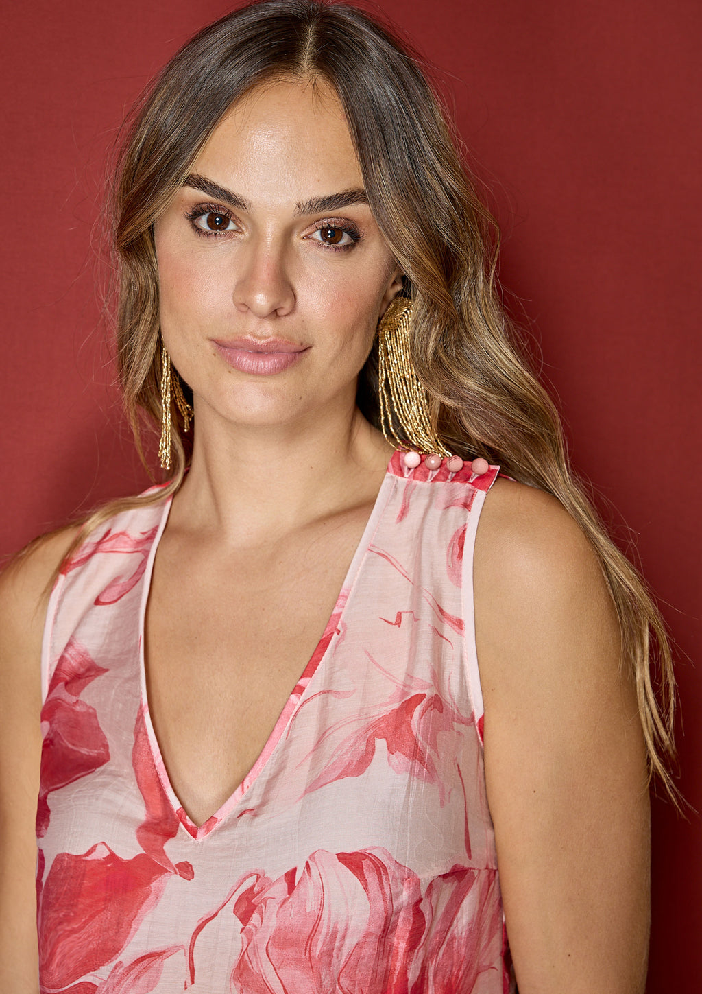 Top ALBA CONDE estampado floral detalle chal