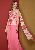 Top ALBA CONDE estampado floral detalle chal