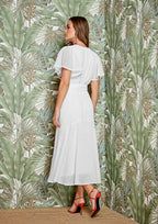 Vestido ALBA CONDE midi blanco vichy con cincturón