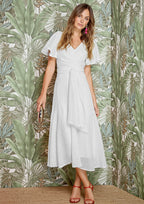 Vestido ALBA CONDE midi blanco vichy con cincturón