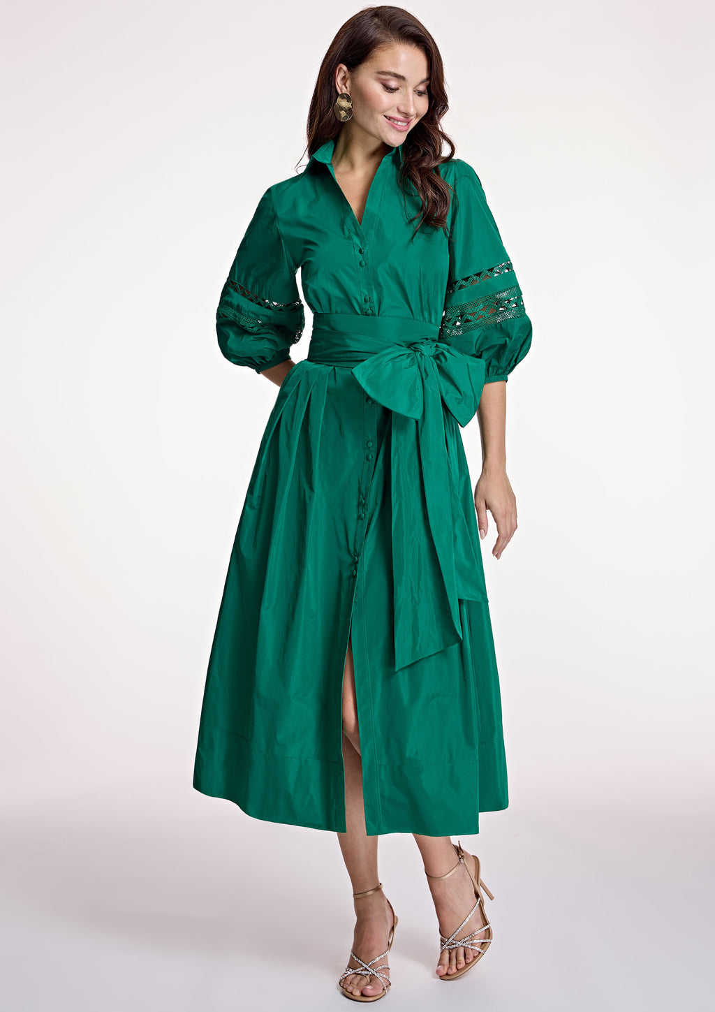 Vestido ALBA CONDE camisero verde