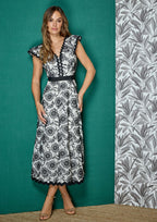 Vestido ALBA CONDE bicolor bordado