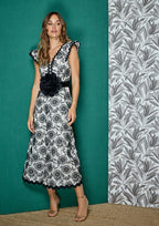Vestido ALBA CONDE bicolor bordado