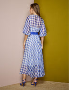 Vestido ALBA CONDE largo de cuadros azul