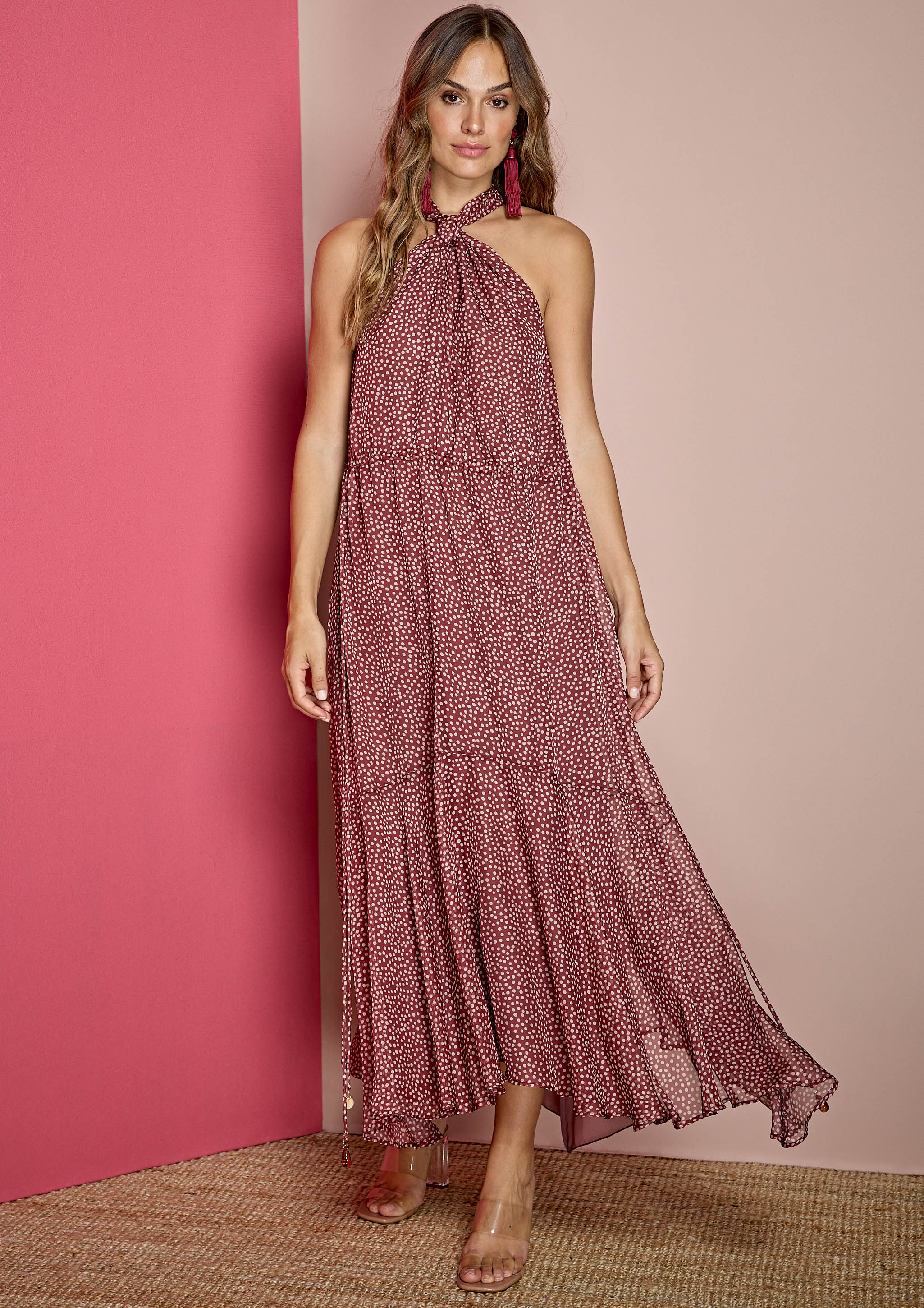 Vestido ALBA CONDE de topitos largo