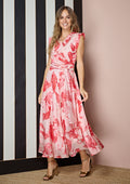 Vestido ALBA CONDE midi estampado floral en rojo