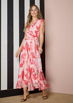 Vestido ALBA CONDE midi estampado floral en rojo