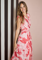 Vestido ALBA CONDE midi estampado floral en rojo