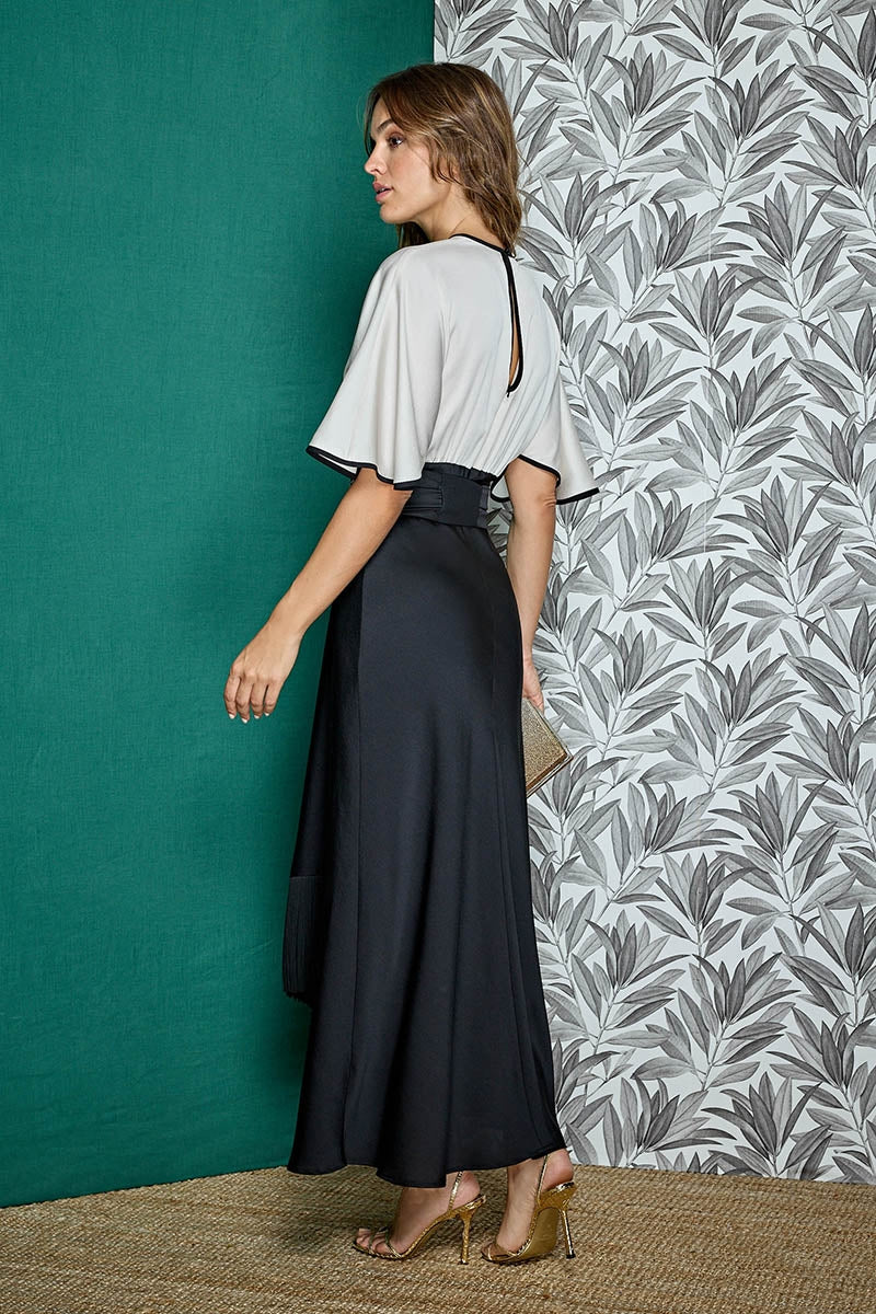 Vestido ALBA CONDE bicolor satinado