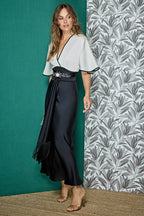 Vestido ALBA CONDE bicolor satinado