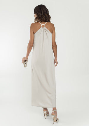 Vestido ALBA CONDE fluido largo satinado de tirante fino