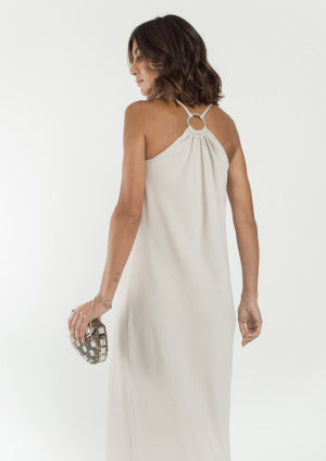 Vestido ALBA CONDE fluido largo satinado de tirante fino