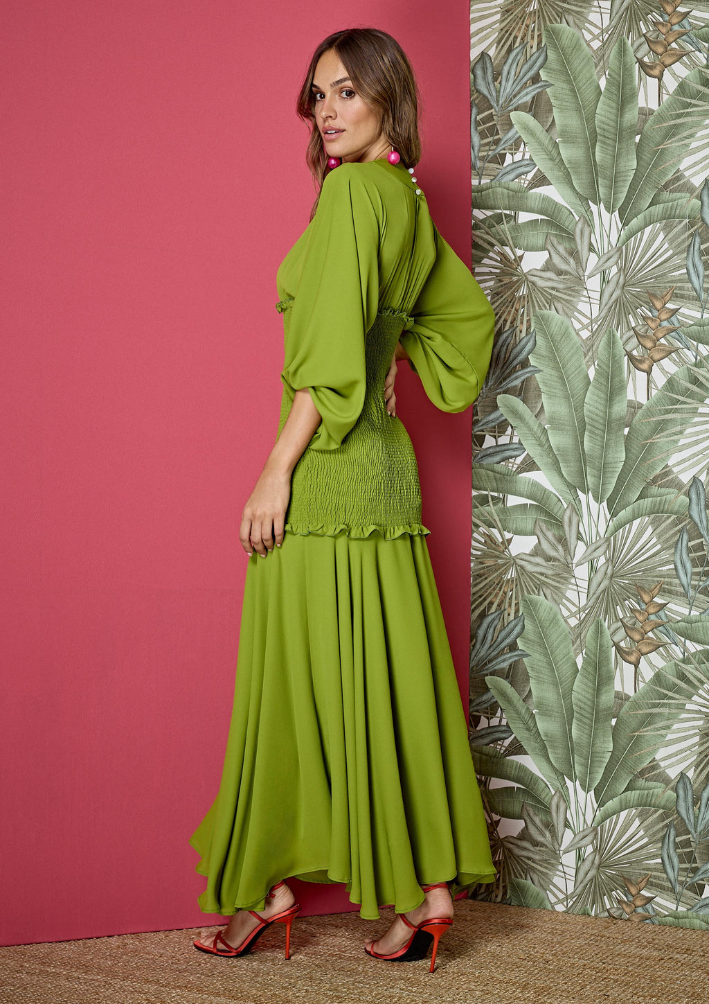 Vestido ALBA CONDE largo de gasa lima