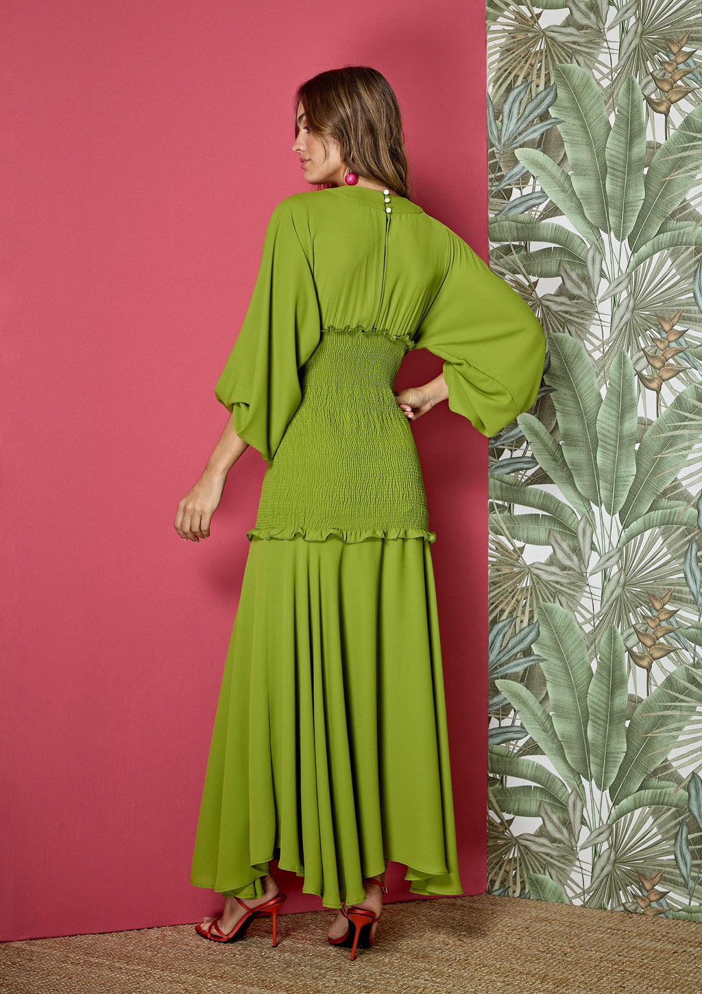 Vestido ALBA CONDE largo de gasa lima