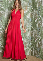 Vestido ALBA CONDE plisado soleil color rojo