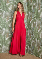 Vestido ALBA CONDE plisado soleil color rojo