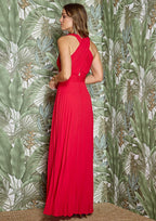 Vestido ALBA CONDE plisado soleil color rojo