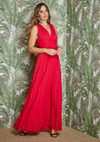 Vestido ALBA CONDE plisado soleil color rojo