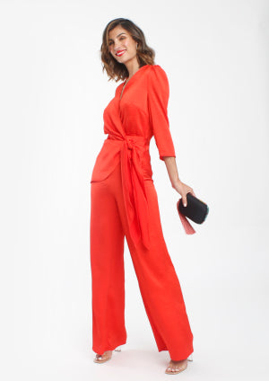 Pantalón ALBA CONDE satinado rojo