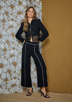 Pantalón ALBA CONDE negro con detalle de contraste