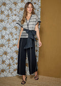 Pantalón ALBA CONDE negro con detalle de contraste