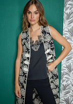 Chaleco ALBA CONDE largo bordado floral