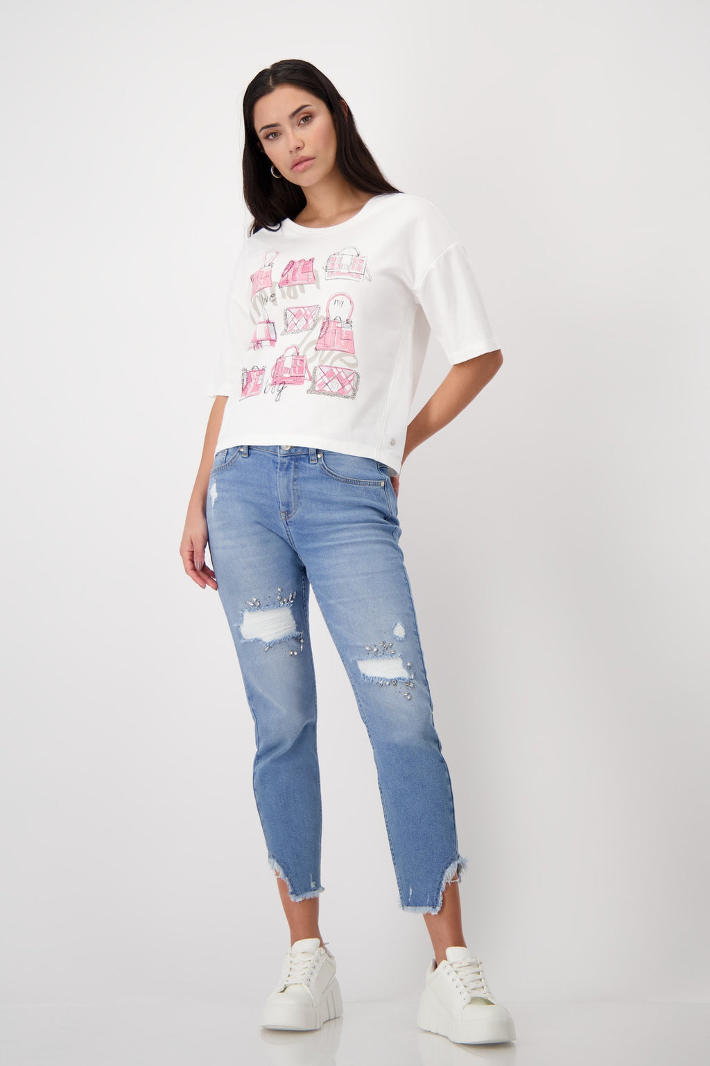 Camiseta MONARI estampado bolsos