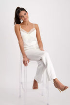 Top MONARI de raso con encaje