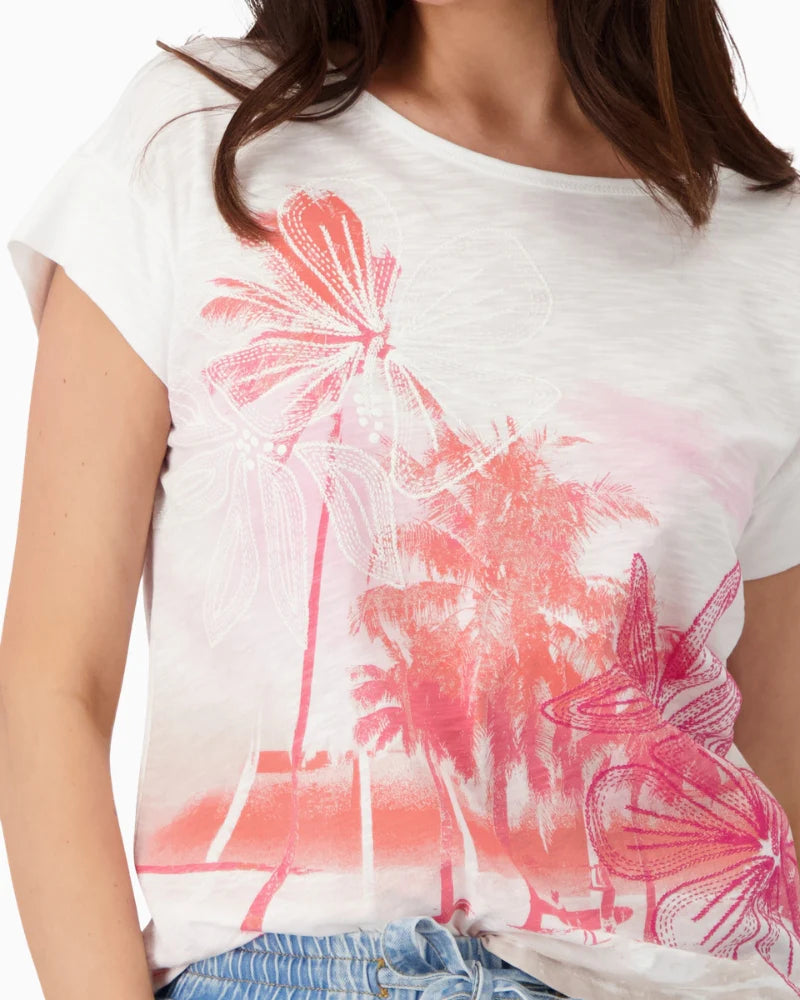 Camiseta MONARI con estampado de palmeras