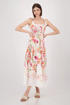 Vestido MONARI largo estampado coral sobre blanco