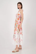 Vestido MONARI largo estampado coral sobre blanco