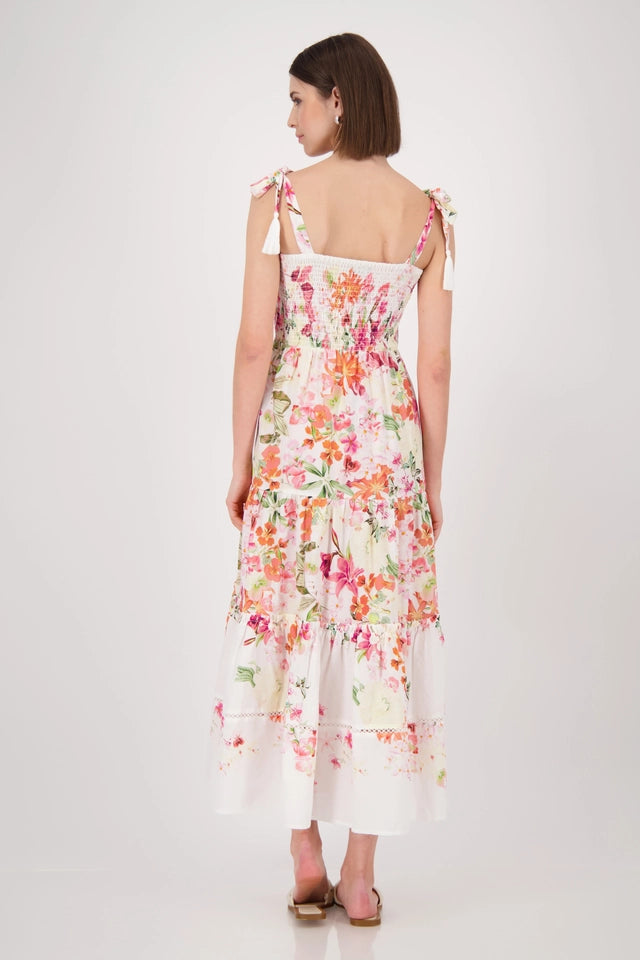 Vestido MONARI largo estampado coral sobre blanco