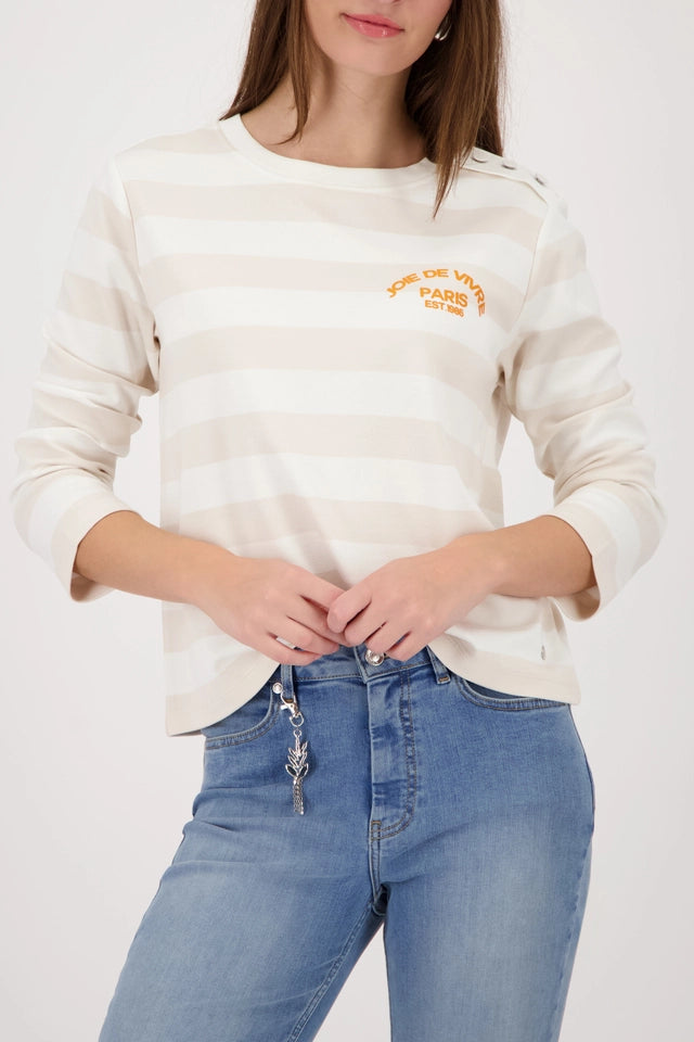 Sudadera MONARI de rayas beige