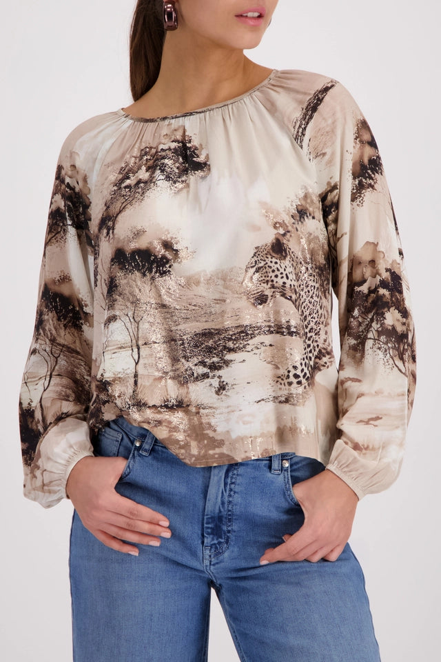 Blusa MONARI estampado sabana