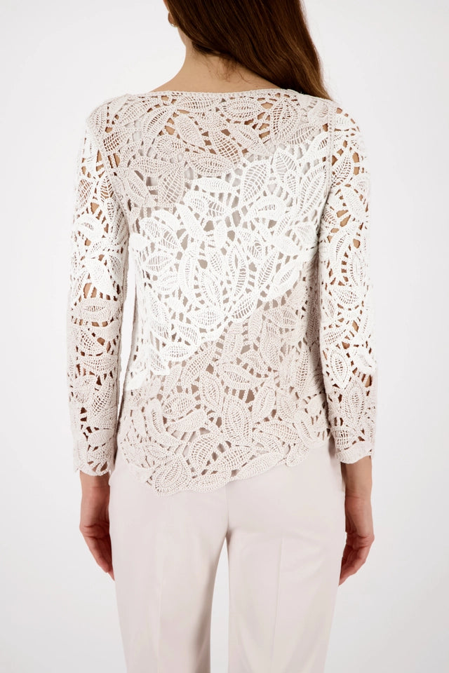 Suéter MONARI de crochet crudo y arena