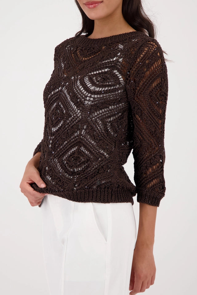 Jersey MONARI de punto calado marrón