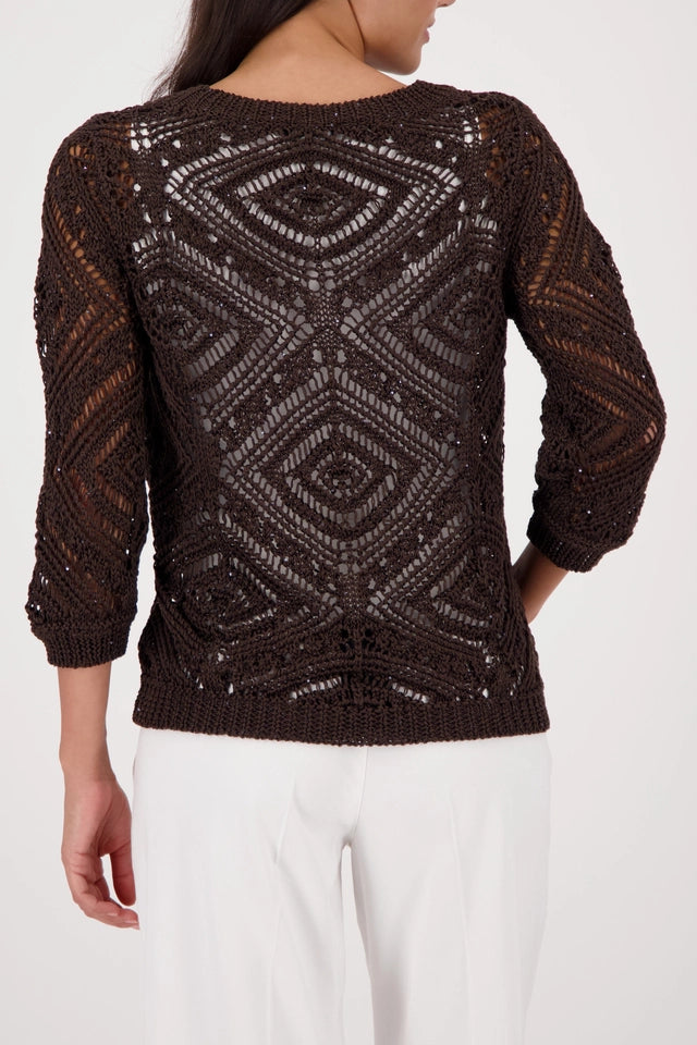 Jersey MONARI de punto calado marrón