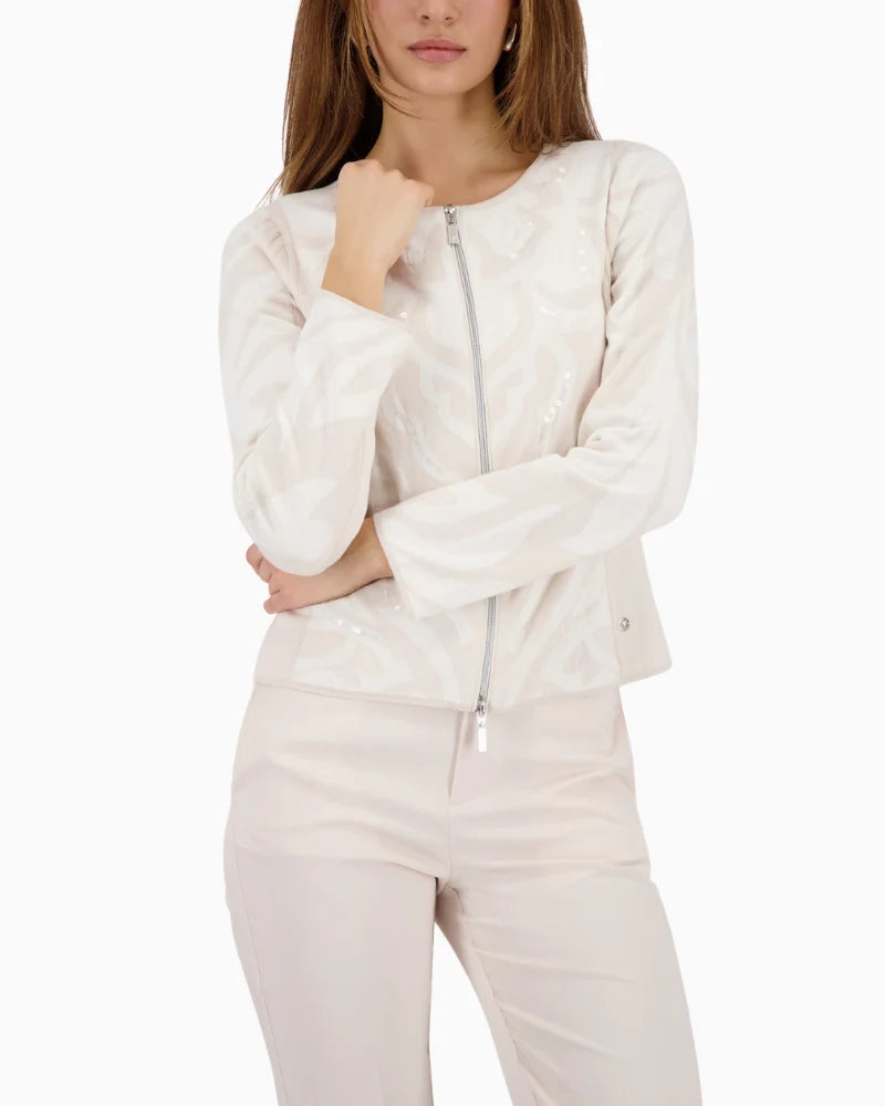 Cárdigan MONARI jacquard en beige champán