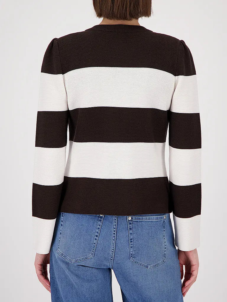 Cardigán MONARI rayas marrón y blanco