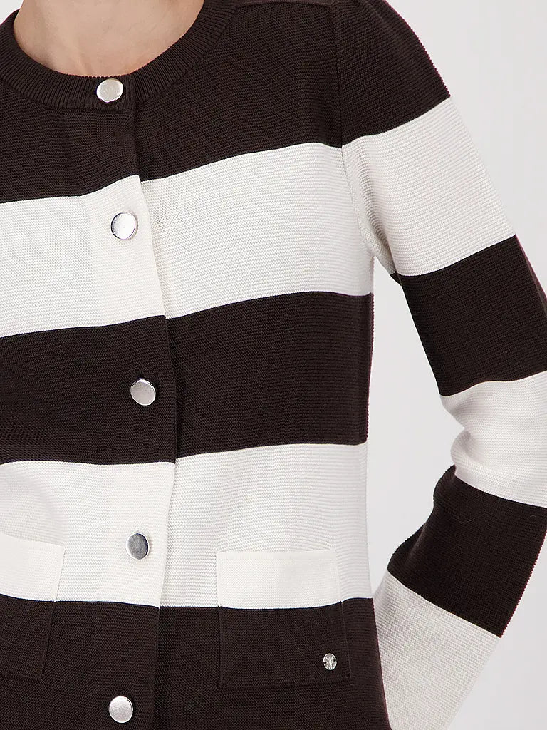 Cardigán MONARI rayas marrón y blanco