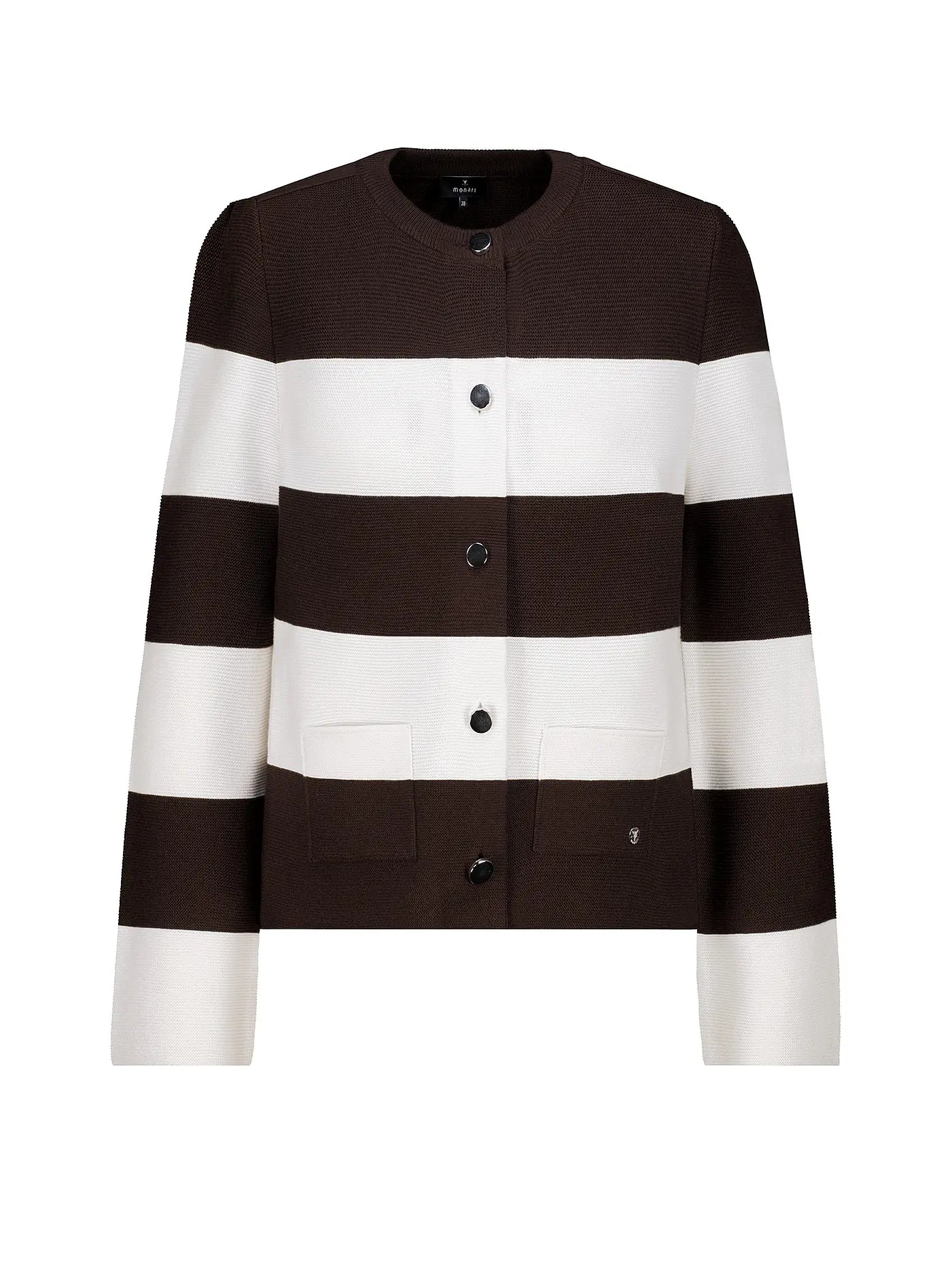Cardigán MONARI rayas marrón y blanco