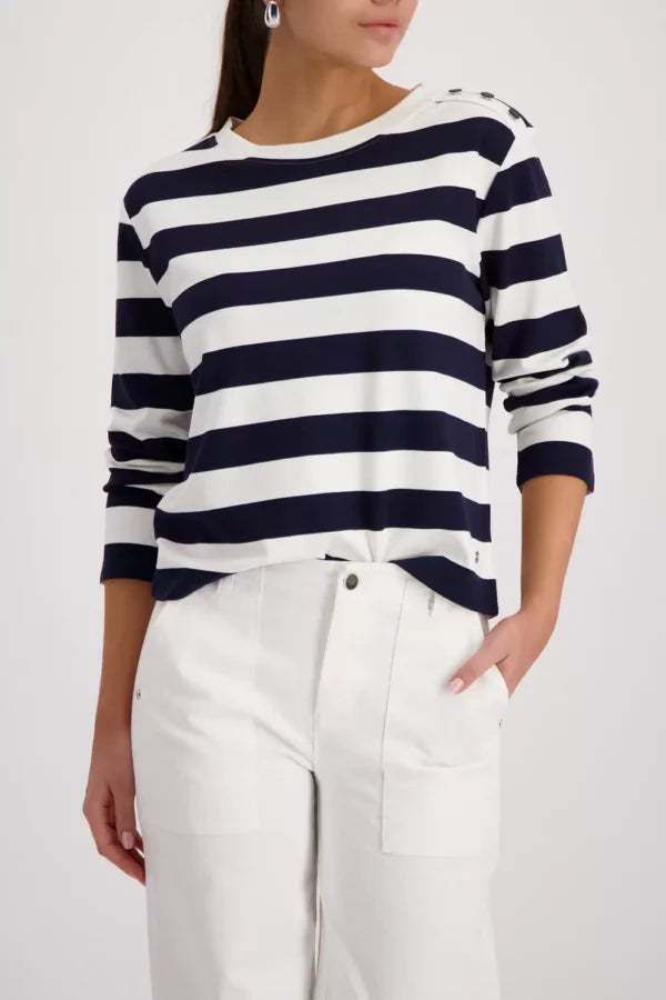 Sudadera MONARI rayas azul y blanco