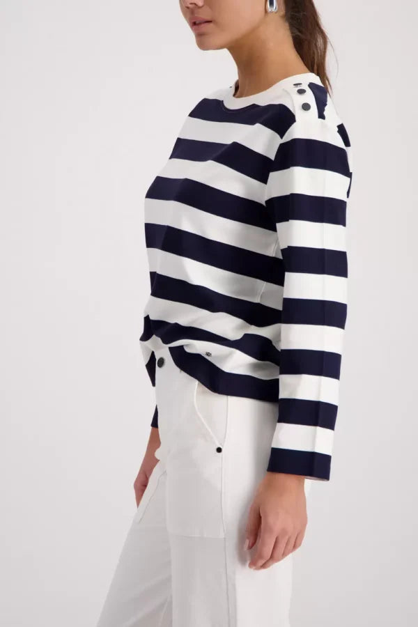 Sudadera MONARI rayas azul y blanco