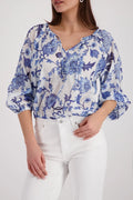 Blusa MONARI estampado floral azul