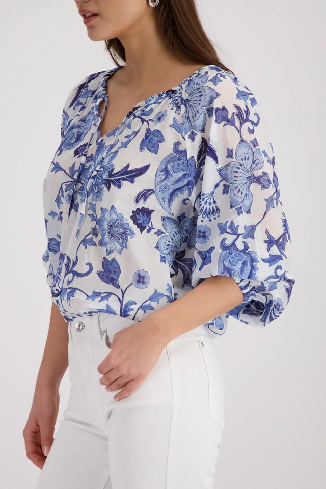 Blusa MONARI estampado floral azul