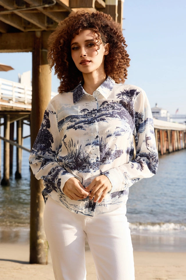 Blusa MONARI estampado paisaje en azules