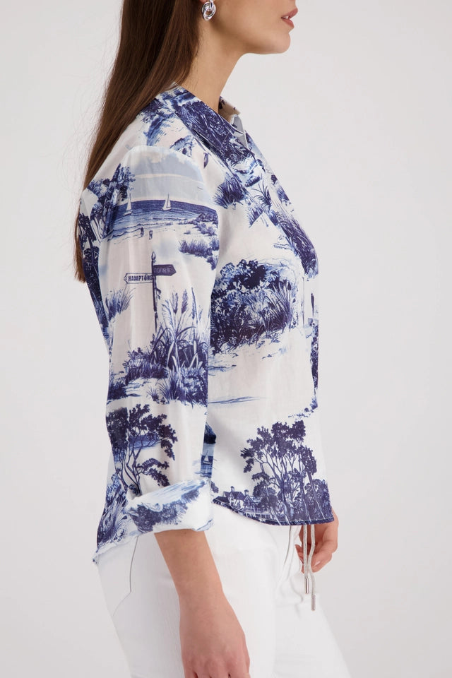 Blusa MONARI estampado paisaje en azules