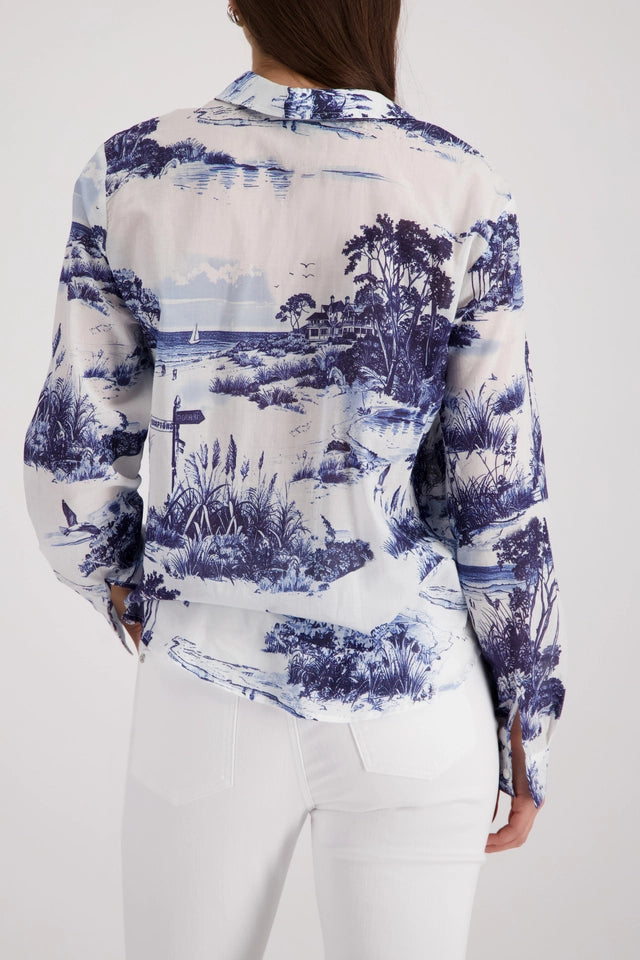 Blusa MONARI estampado paisaje en azules