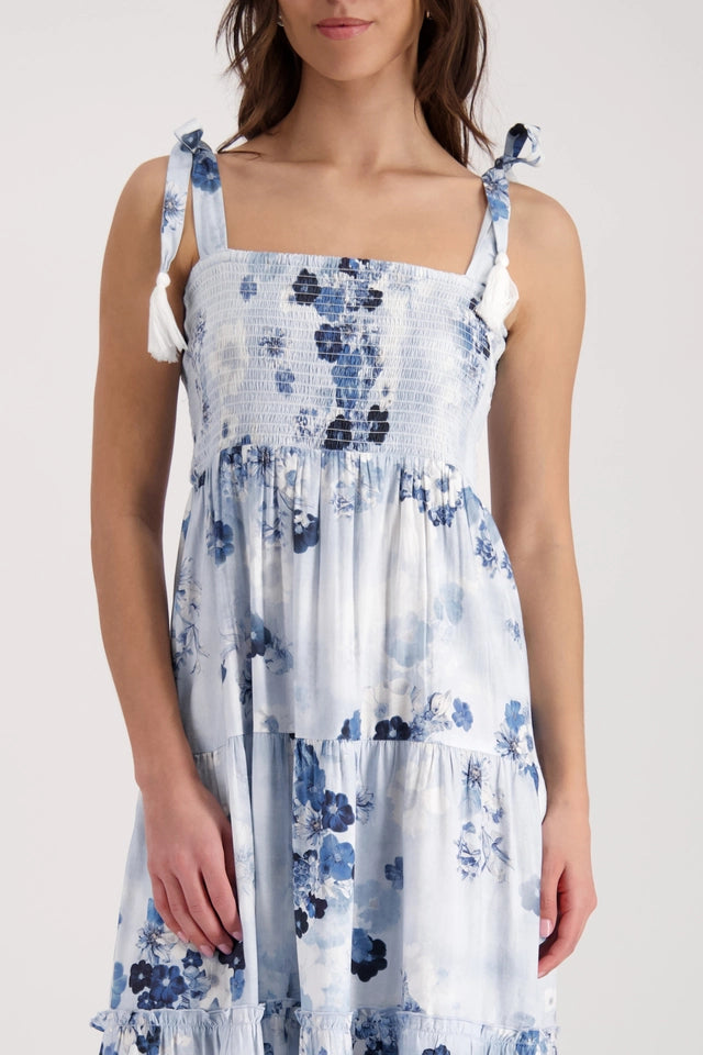 Vestido MONARI estampado de tirantes en azules